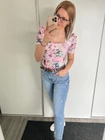 BABI Mintás Extrázott Vállú Felső