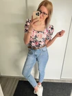 BABI Mintás Extrázott Vállú Felső