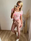 ROSE Bordázott Rövid Ujjú Felső