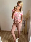 ROSE Bordázott Rövid Ujjú Felső