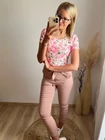 ROSE Bordázott Rövid Ujjú Felső