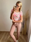 ROSE Bordázott Rövid Ujjú Felső