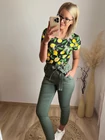 LEMON Bordázott Rövid Ujjú Felső
