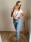 CHERRY Bordázott Rövid Ujjú Felső