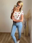 CHERRY Bordázott Rövid Ujjú Felső