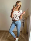 CHERRY Bordázott Rövid Ujjú Felső