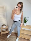DEMI Boyfriend Szürke Farmernadrág Övtartozékkal