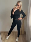 LONA Fekete Leggings -Magasított Derék