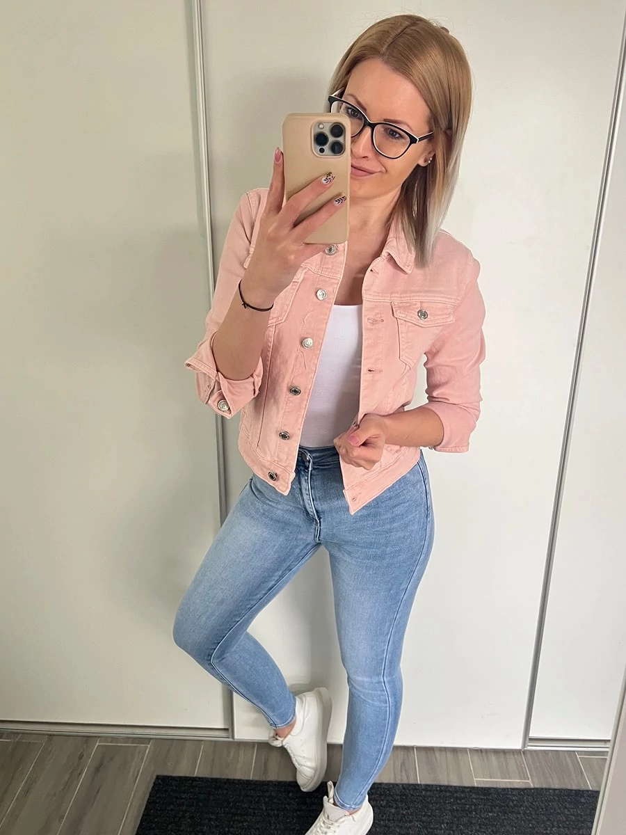 NELLI Rózsaszín Farmerkabát