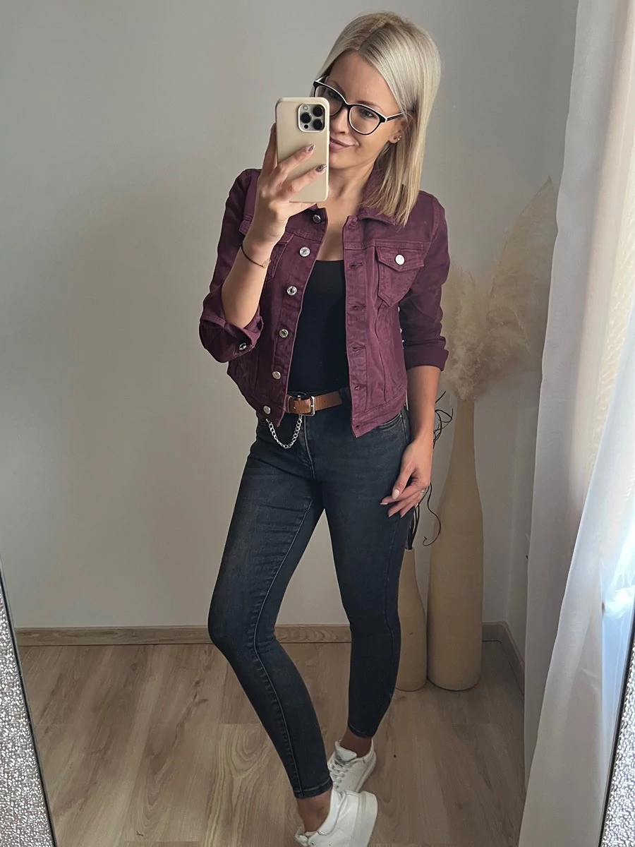NELLI Bordó Farmerkabát