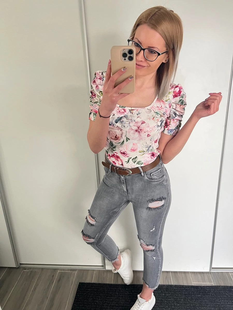 TARA Szaggatott Skinny Farmernadrág