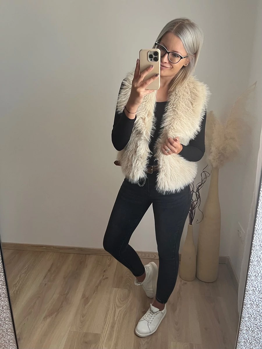 NAZIRA Barna Szőrme Mellény