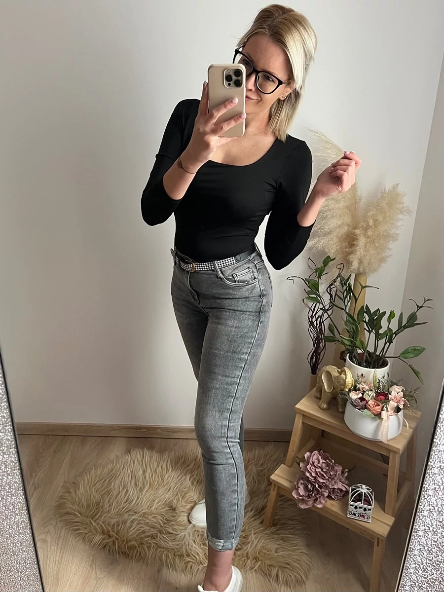 GABBY Szürke Skinny Farmernadrág +Öv