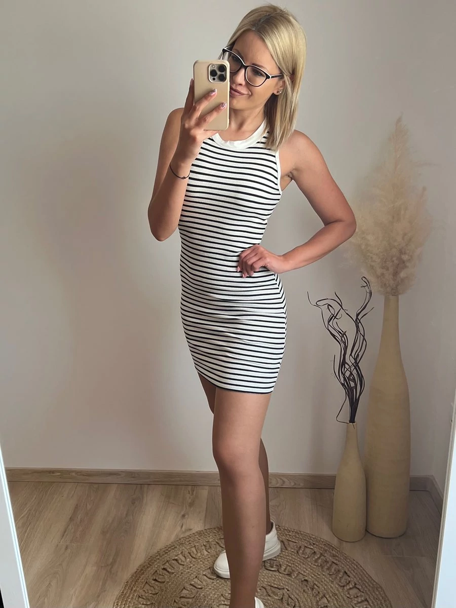 TRIXI Csíkos Bordázott Ruha