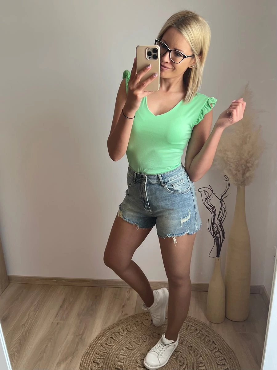 MERIL Szaggatott Farmer Rövidnadrág